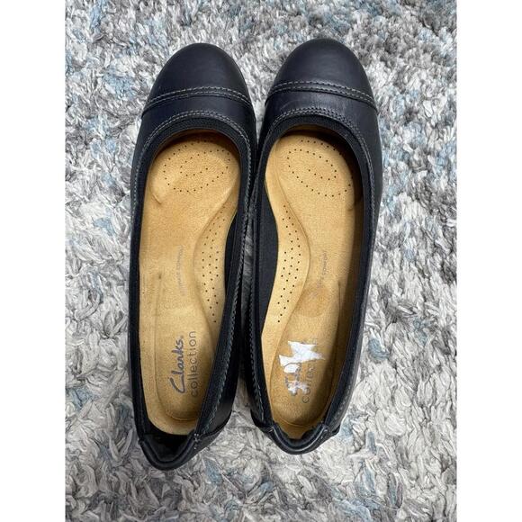 Clarks Shoes Womens 8.5 Meadow Opal Ballet Flat Cap Toe Leather Comfort Sensible - Picture 5 of 10